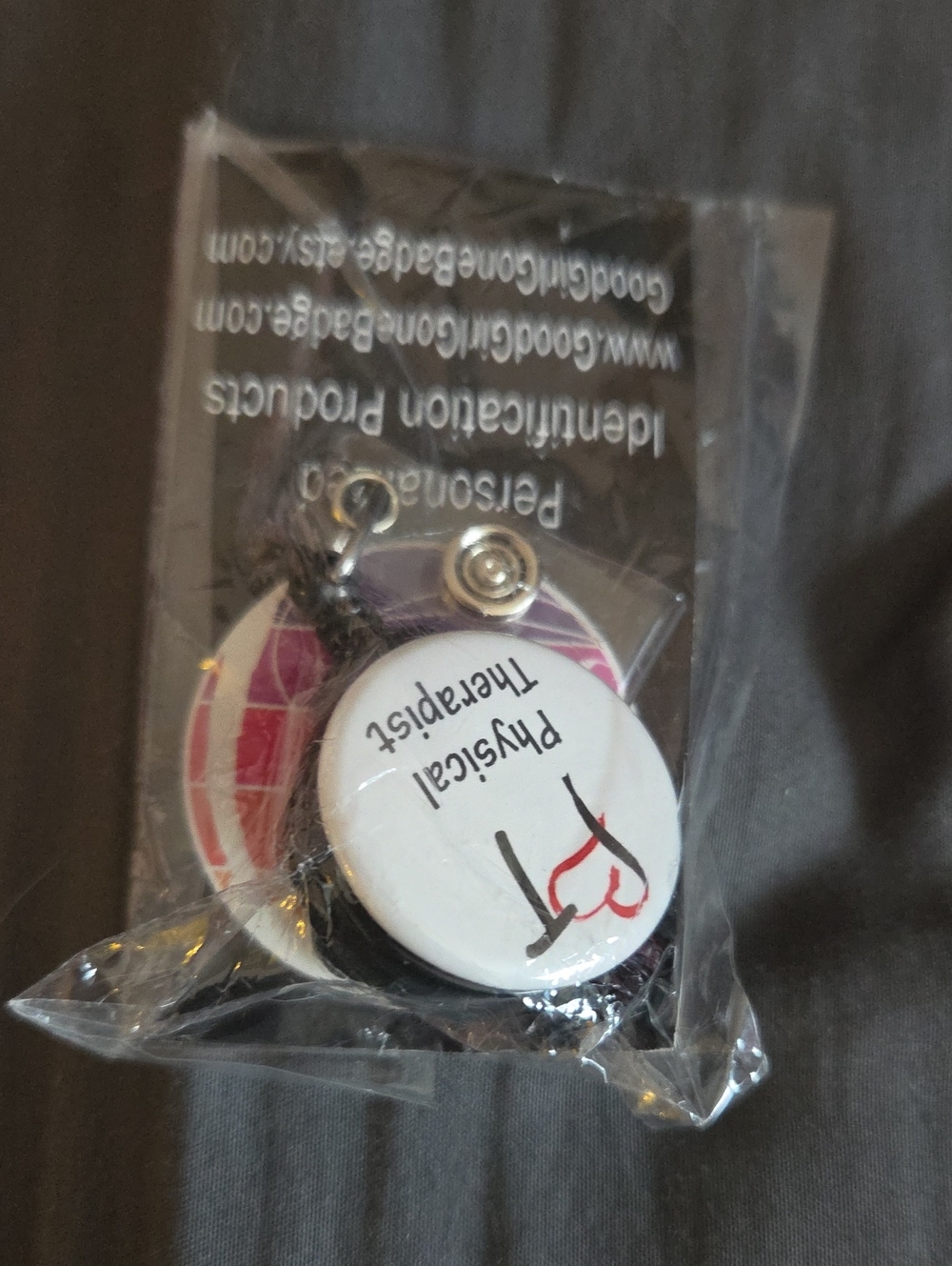 Retractable Badge Reel - White 'Physical Therapist' Design
